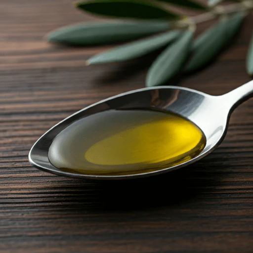 A Calabrian olive farmer pours freshly pressed extra-virgin olive oil into a tasting cup for a guest, surrounded by ancient olive trees in southern Italy.